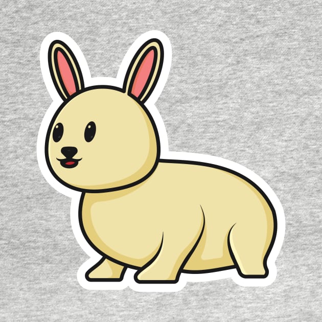 Cute Baby Rabbit Sitting Cartoon Sticker vector illustration. Animal nature icon concept. Funny furry white hares, Easter bunnies sitting sticker vector design with shadow. by AlviStudio